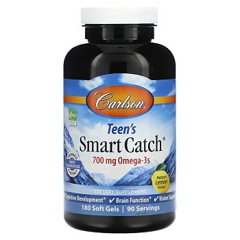 Carlson Labs Teen Smart Catch 700 мг Omega-3s 180 капсул (лимон)