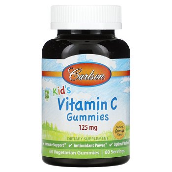 Carlson Labs Kids Vitamin C 125 мг (апельсин) 60 жевательных мармеладок