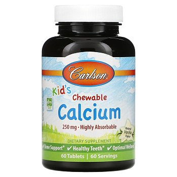 Carlson Labs Kids Calcium 250 мг 60 таблеток